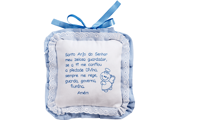 Enfeite de porta para maternidade com Oração do Santo Anjo, enfeite para o quarto do bebê ou brasão de berço - cor azul. 