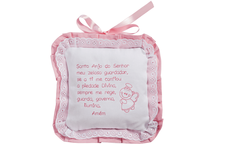 Enfeite de porta para maternidade com Oração do Santo Anjo, enfeite para o quarto do bebê ou brasão de berço - cor rosa. 